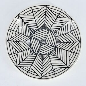 Anthropologie Vector Side Plate 9" Black White Italy Crazing
